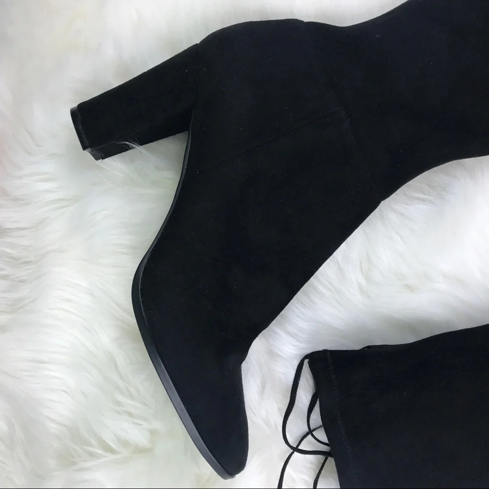 Dolce Vita Black Over-the-Knee Suede Block Heel Boots